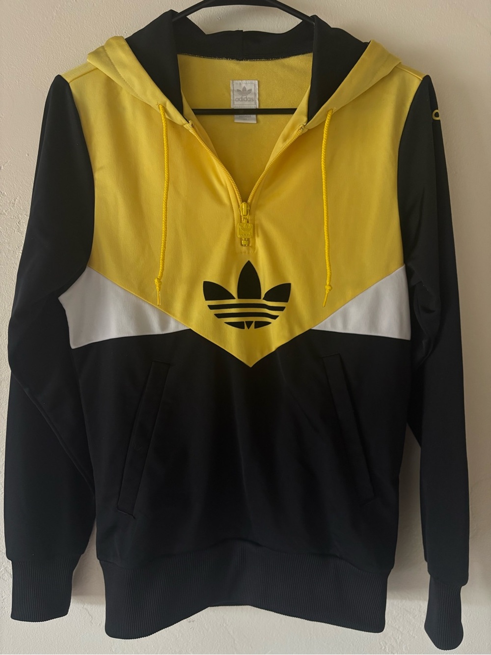 Adidas Y2K Trefoil Hoodie Yellow Colorado Color Block XS Streetwear Athleisure
